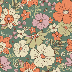 Printed Cotton SYLVIE Green / Orange